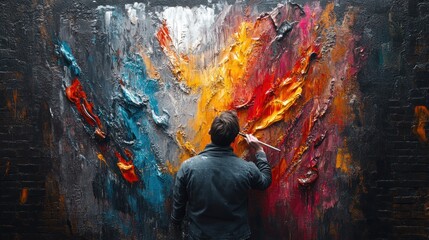 Obraz premium Artist Painting Abstract Wall Mural