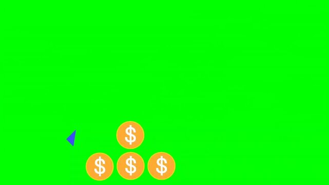 Dollar prices rise in financial statistics graph in stock market and inflation rate animation, US Dollar price chart going Up. 4k green screen animation
