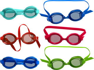 Pool goggles collection - Ready to use Premium PNG Cutout isolated image.