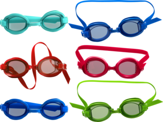 Pool goggles collection - Ready to use Premium PNG Cutout isolated image.