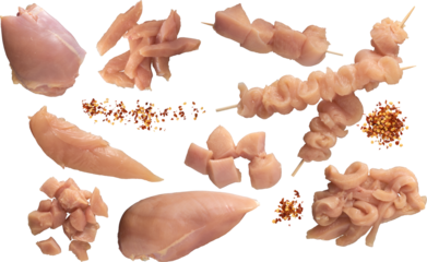 Raw chicken collection - Ready to use Premium PNG Cutout isolated image.