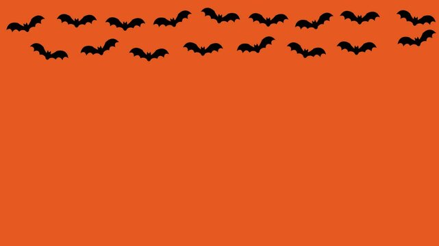 animation of bats flying on orange background, halloween background