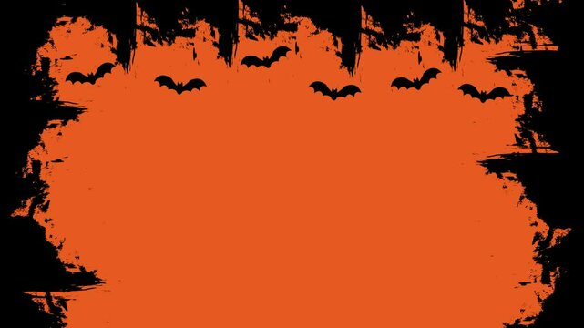 animation of bats flying on orange background, halloween background