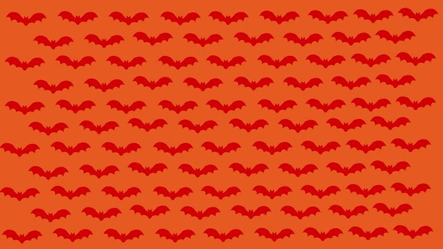 animation of bats flying on orange background, halloween background
