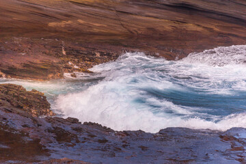 Dramatic Ocean crashing wave Hawaii at Makapu Point