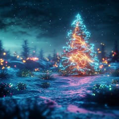 Serene Winter Wonderland with Futuristic Touches