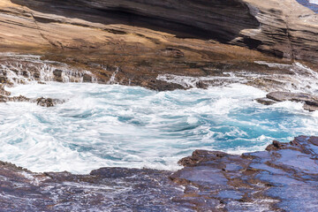 Dramatic Ocean crashing wave Hawaii at Makapu Point