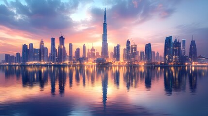 Fototapeta premium Fog blankets the city as sun rises beautiful morning images