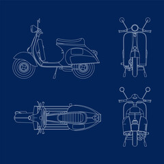 Stylized vector illustration of blueprints motorcycle. Vector eps 10