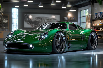 green sports car, generative a.i.