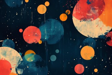 Abstract Cosmic Painting with Circular Shapes and Glowing Colors