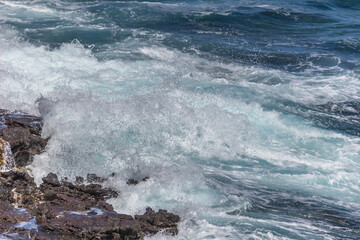 Dramatic Ocean crashing wave Hawaii at Makapu Point