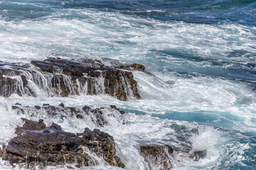 Dramatic Ocean crashing wave Hawaii at Makapu Point