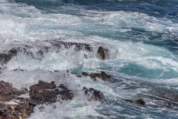 Dramatic Ocean crashing wave Hawaii at Makapu Point