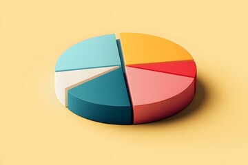 Obraz premium An isolated flat design of a pie chart, using clean lines and bright, modern colors to symbolize data analysis or statistics