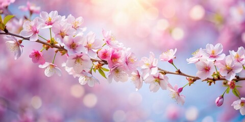Obraz premium Cherry blossom beauty on background, cherry blossoms, spring, delicate, pink flowers, blooming, pastel colors