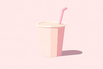 isolated 2D illustration of a cup with a straw, representing a simple drink, using clean lines and muted colors for a modern, sleek design