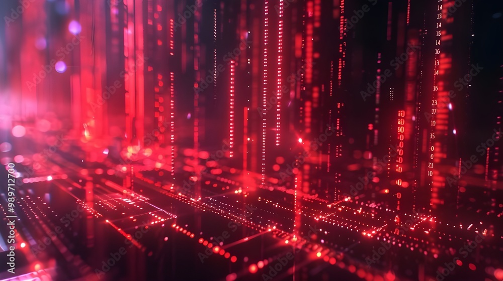 Aufkleber Abstract technology background with binary code. 3d rendering toned image - Generated AI