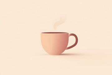 Obraz premium illustration of a single coffee cup with steam rising, created with simple geometric shapes and a neutral color palette