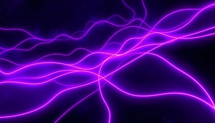 Fototapeta premium Glowing Curved Purple and Magenta Lines Flowing Through Dark Sci-Fi Background