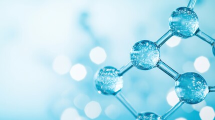 A detailed molecular structure is set against a vibrant blue background, highlighting its complex bonds and scientific elegance