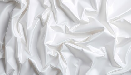 Obraz premium Wrinkled White Satin Fabric with Glossy Highlights and Intricate Folds – High-Resolution Image