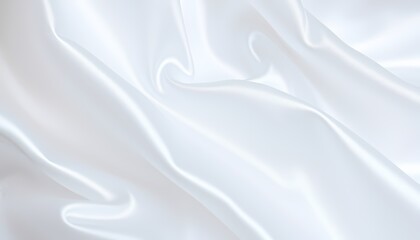 Fototapeta premium Close-Up of Softly Wrinkled White Silk Fabric with Fine Folds and Subtle Light Reflections
