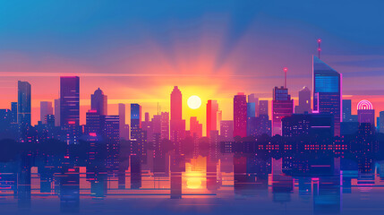 Fototapeta premium city skyline illustration
