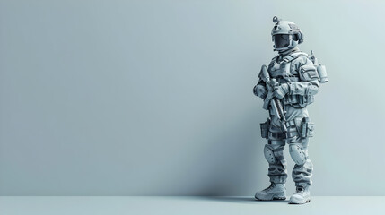 Soldier Stands Ready with Copy Space for Your Brand