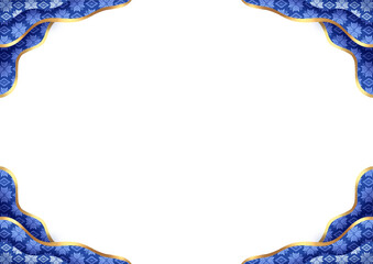 Golden blue background certificate template with traditional South Sumatra songket cloth motif. Wallpaper, background, design, template