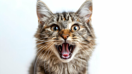 A Surprised Cat with Big Eyes and an Open Mouth, Perfect for Copy Space