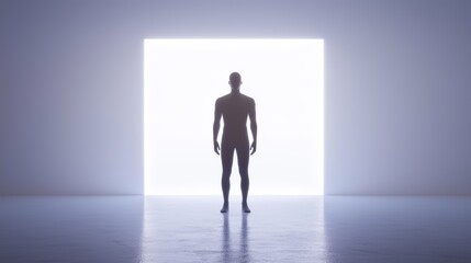 Obraz premium Silhouette of a Person in a Bright Abstract Space