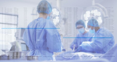 Image of data processing over diverse surgeons during operation