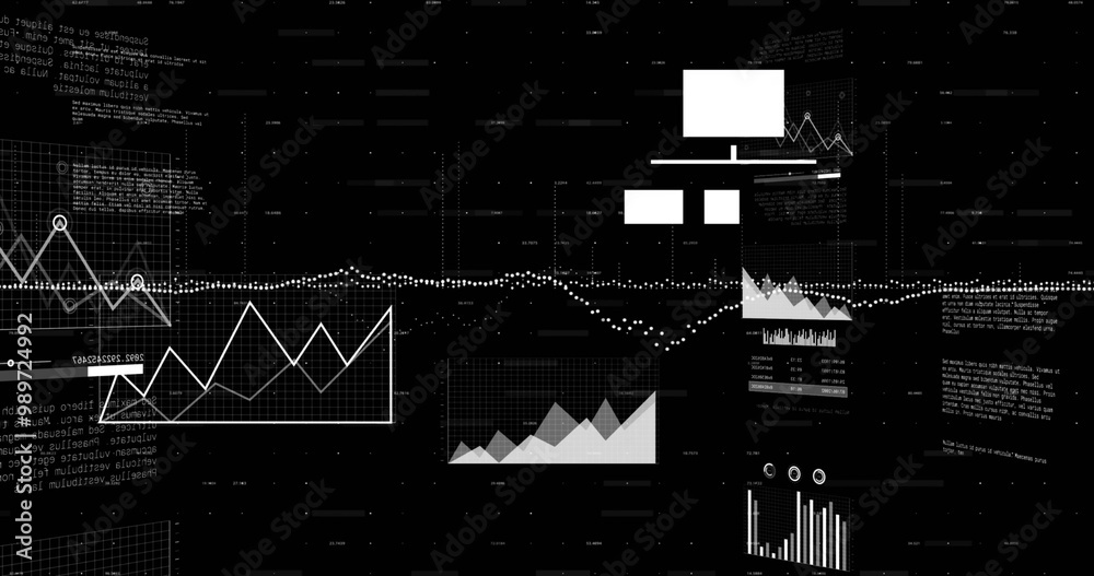 Poster Image of data processing over black background