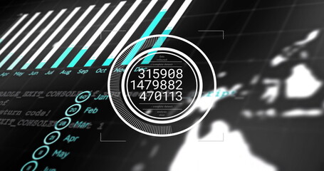 Image of data processing over black background