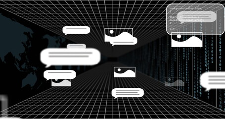 Image of data processing over black background