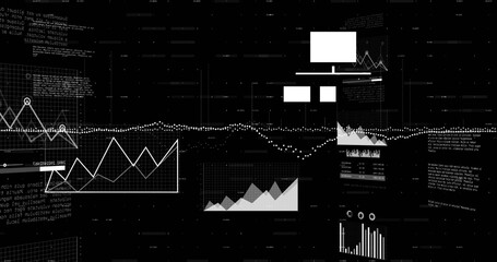 Image of data processing over black background