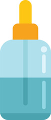 This vector illustration features a glass bottle with a dropper, filled with blue liquid, often used for medical or cosmetic purposes