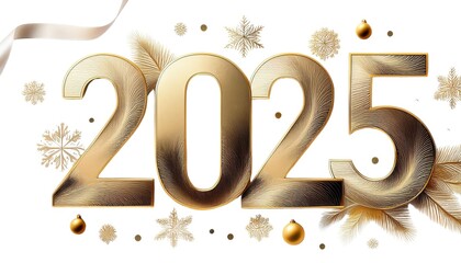 Stylized 2025 design with festive elements, golden tones, and decorative motifs.