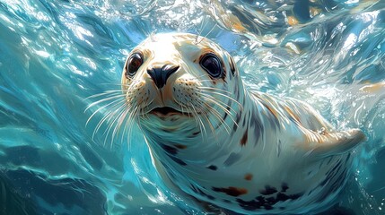 Fototapeta premium Curious Seal Underwater