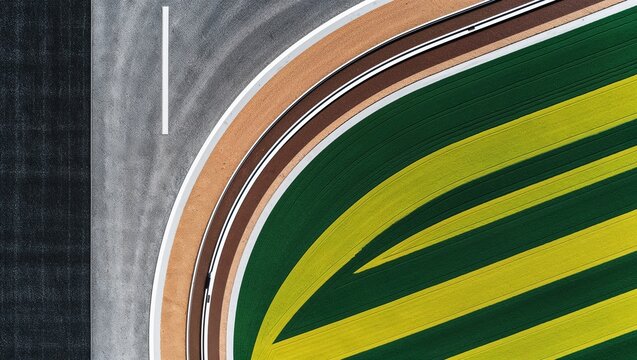 striking landscape with a series of curved, parallel lines