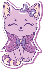 Halloween cute cat sticker drawing with sparkling stars without background