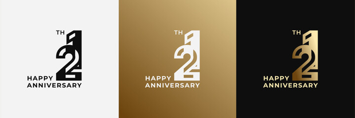 Logo 21th, 21 years happy anniversary, Creative design template for celebration, birthday, greeting and invitation. Editable file