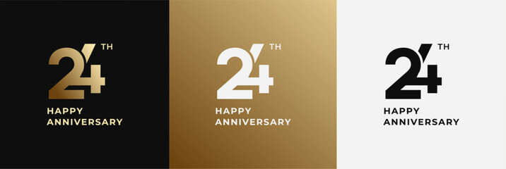 Logo 24th, 24 years anniversary, Creative design for celebration, birthday, greeting and invitation. Editable file