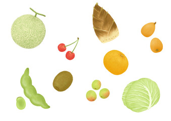 春の食べ物の手描きイラスト