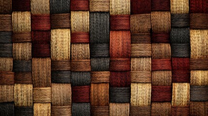 Woven fabric pattern, muted earth tones, high definition