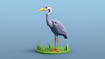 Fototapeta premium Heron 3d Cartoon