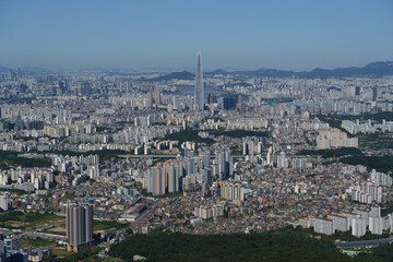 남한산성 전망, 잠실 롯데타워의 풍경