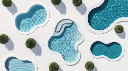Naklejka premium Tranquil Top-View Swimming Pool Set on White Background for Banner Design