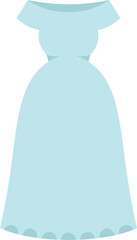 Long elegant dress with a bare shoulders neckline and a flowing skirt is standing on an invisible mannequin